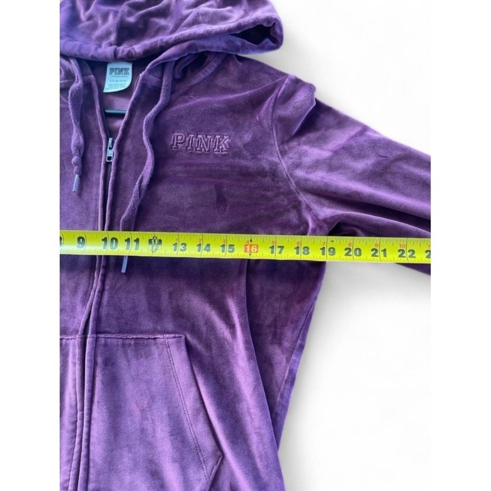 Victorias Secret Pink Zip Up Velvet Hoodie Maroon Women's Small - Picture 6 of 8